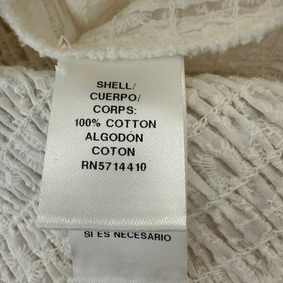 NWOT Rachel Parcell Cotton White Puff Sleeve Smocked Mini Dress | Ruffle Hem | L - Picture 7 of 12